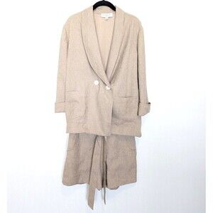 Anthropologie Current Air Women Blazer Short Set Size XS‎ Tan Outfit Trendy Fall